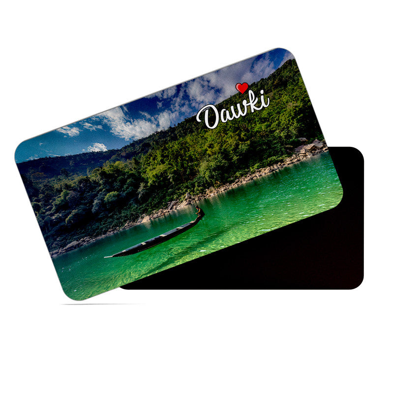 dhcrafts Rectangular Rubber Fridge Magnet / Magnetic Card Multicolor Meghalaya Dawki Design Pack of 1 (8.6cm x 5.4cm)